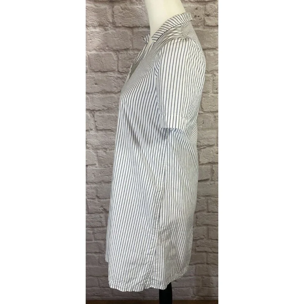 Madewell Striped Tunic Shirt Dress‎ Womens XXS White Blue Cotton Lined 9072